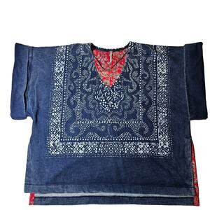 Free People, Thick Oversized, Boxy, Short Roll Sleeve, Bandana Print Sweatshirt